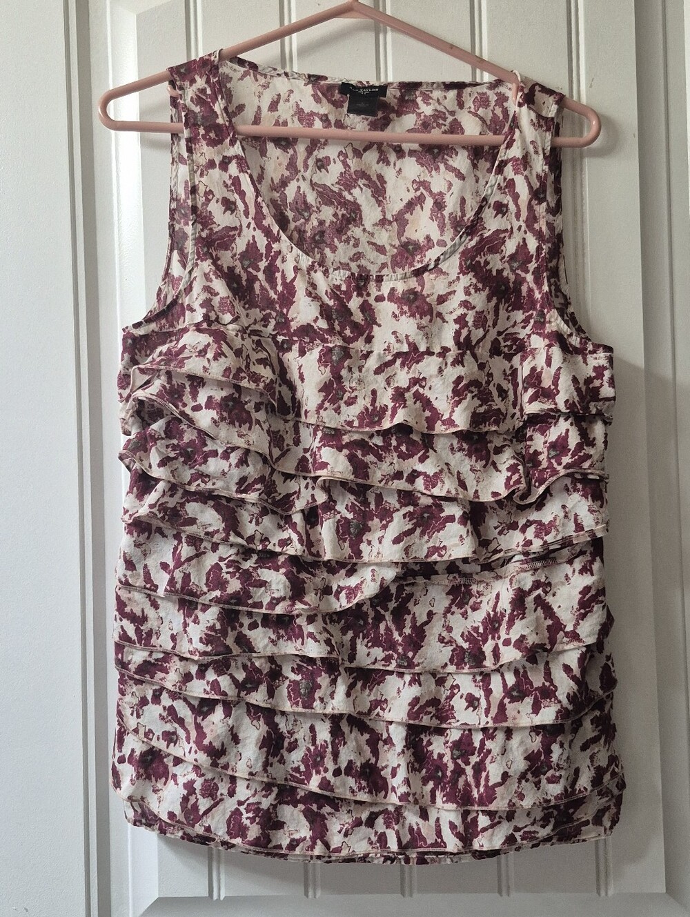 Womens Ann Taylor Ruffled Tank Blouse Size Large